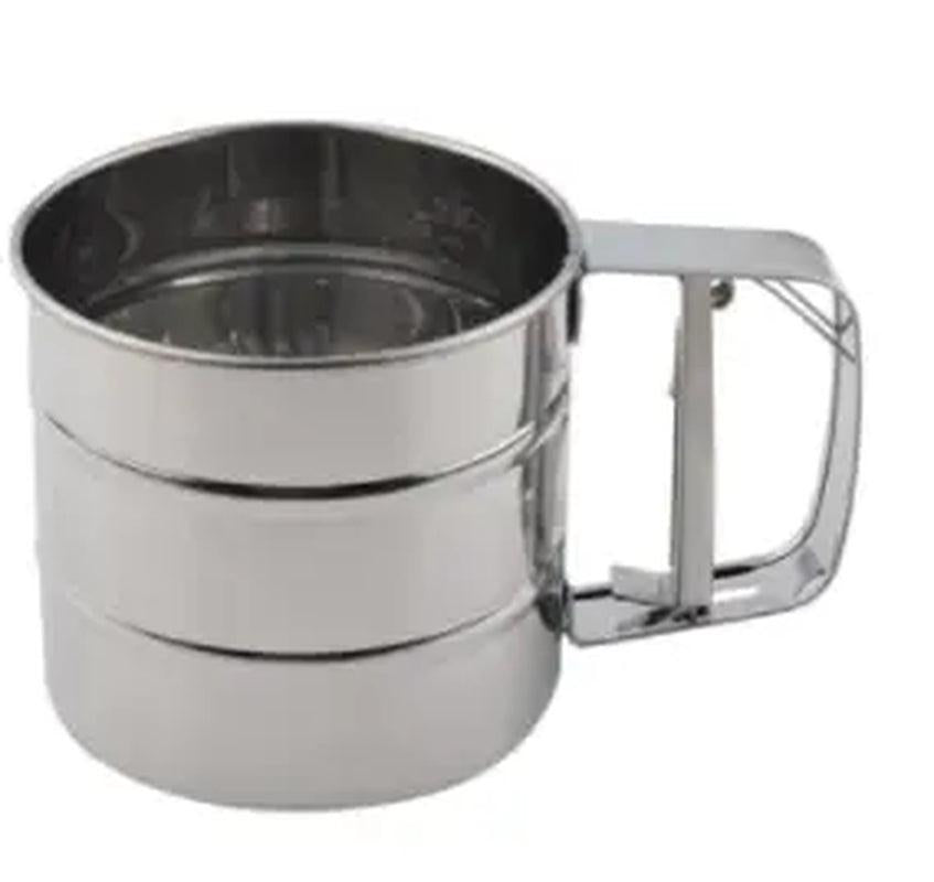 Stainless Steel Flour Sifter – Hand Press Fine Mesh Baking Sieve & Sugar Shaker, 1 Cup Capacity