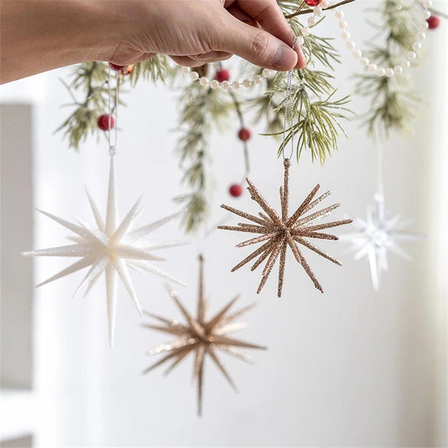 Exploding Star Christmas Tree Topper – Champagne & White Accent