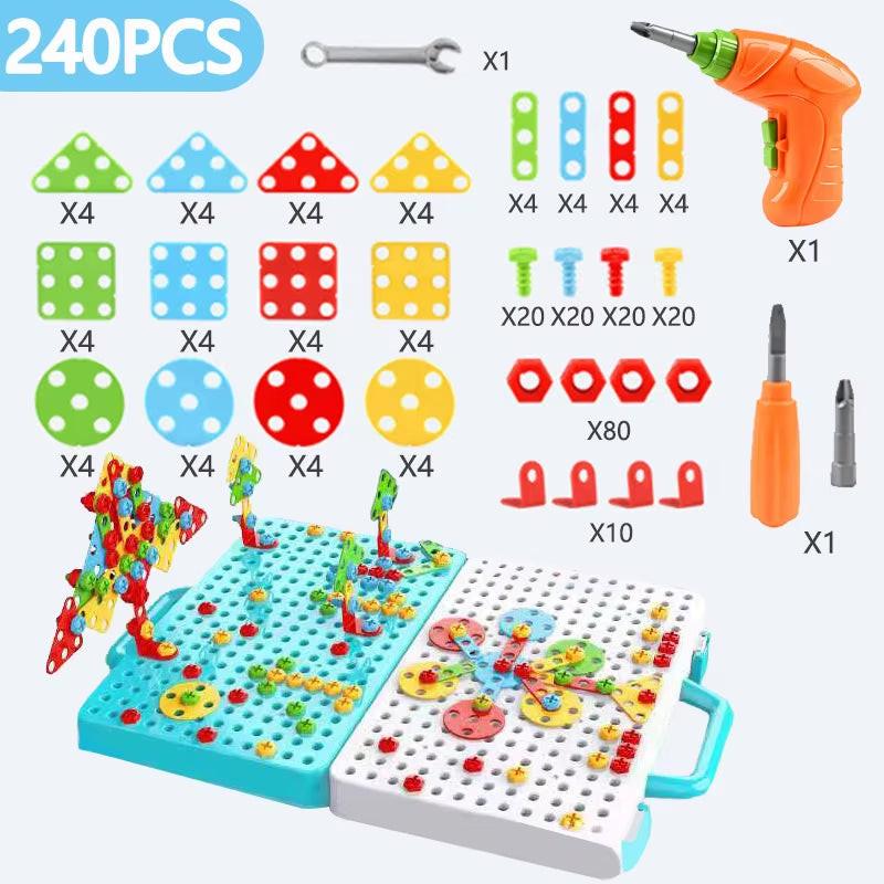 Build, Screw & Create – Kids Electric Drill Toy Set with Puzzle Blocks for STEM Learning (Ages 3–6)