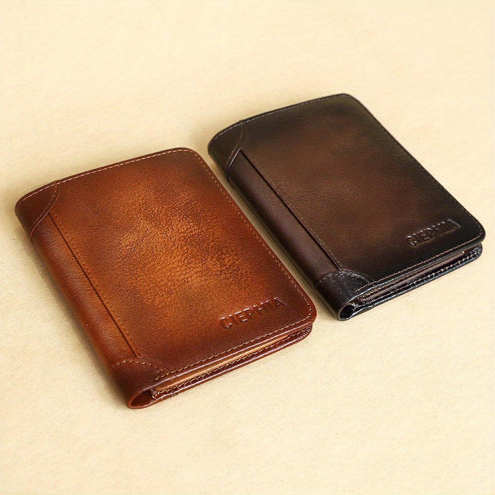 CIEPHIA Vintage Genuine Leather RFID Blocking Wallet for Men