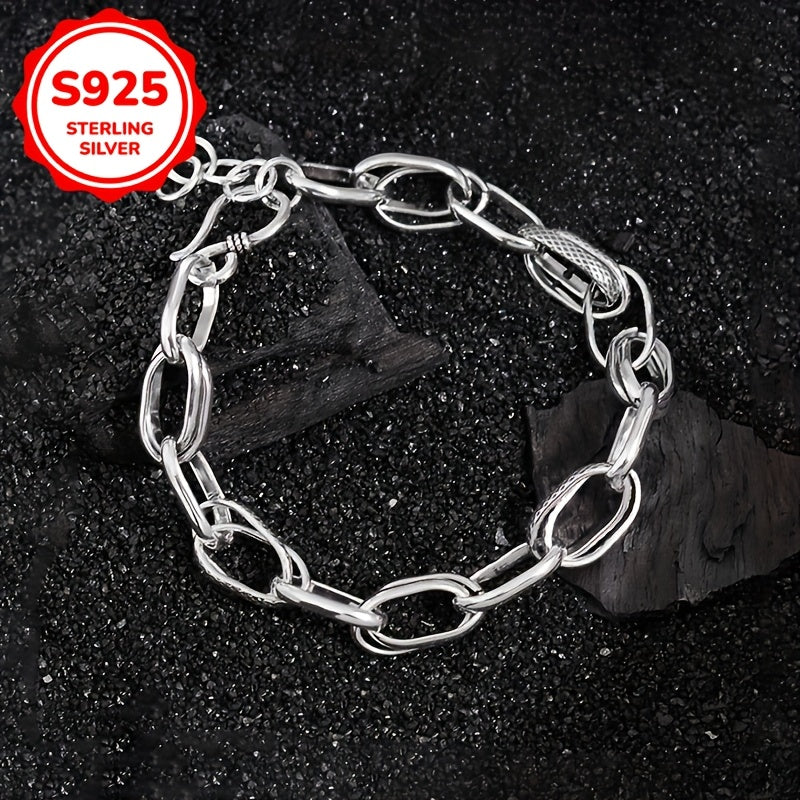 Vintage Street Style 925 Silver Bracelet – Creative Intertwined Rings Design, Lightweight 8g, Ideal for Everyday Hip-Hop Fashion & Gifts for Women