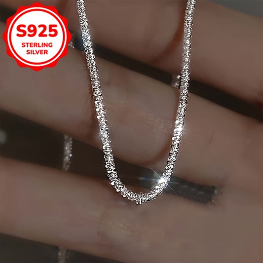 Sterling Silvery Glitter Necklace Clavicle Chain