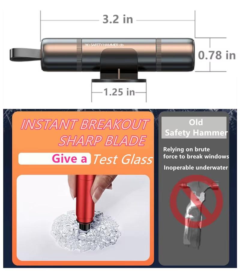 Break Free in Seconds – 2‑in‑1 Car Safety Hammer & Seatbelt Cutter