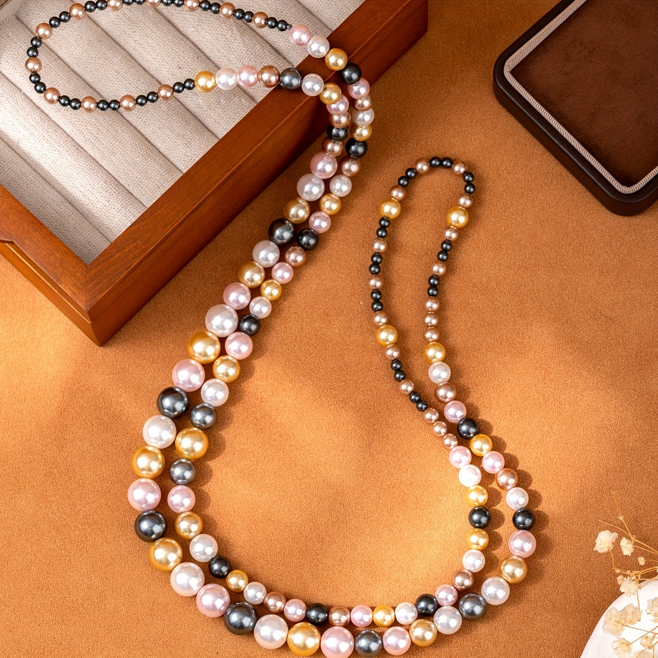 Multi-Layered Colorful Pearl Strand Necklace