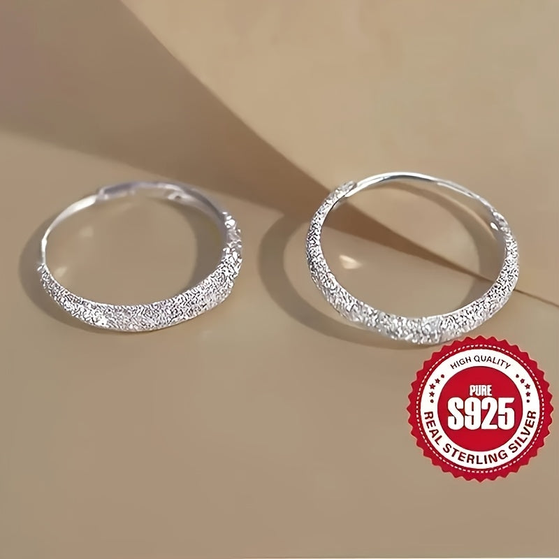 Pure Silvery Exquisite Round Ring Earrings