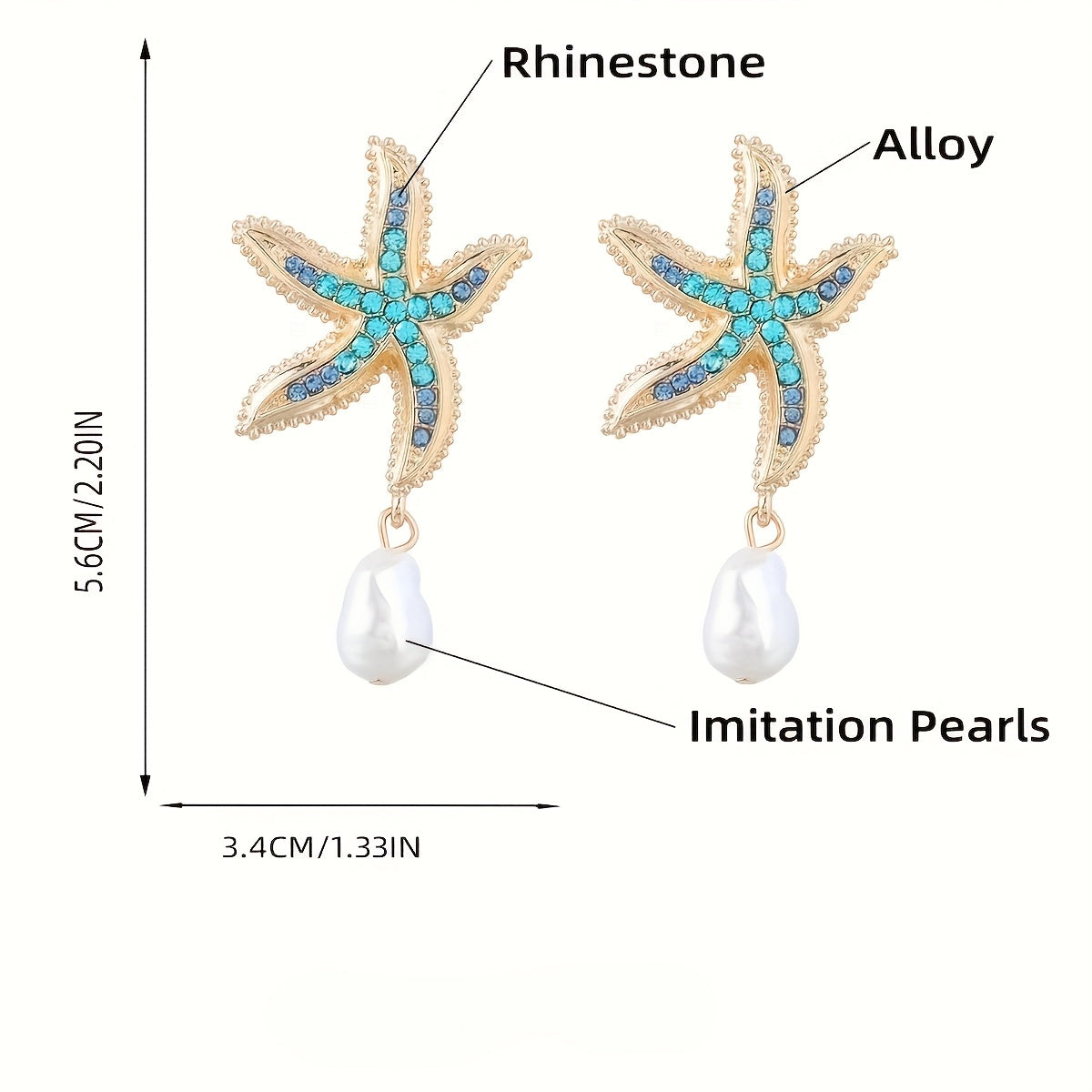 Trendy Summer Cool Ocean-Themed Starfish Earrings