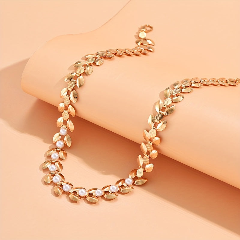 Elegant Golden-Tone Wheat Ear Choker Necklace