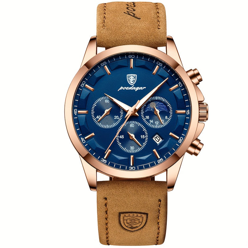 Blue Dial Stylish Rose Golden Quartz Watch