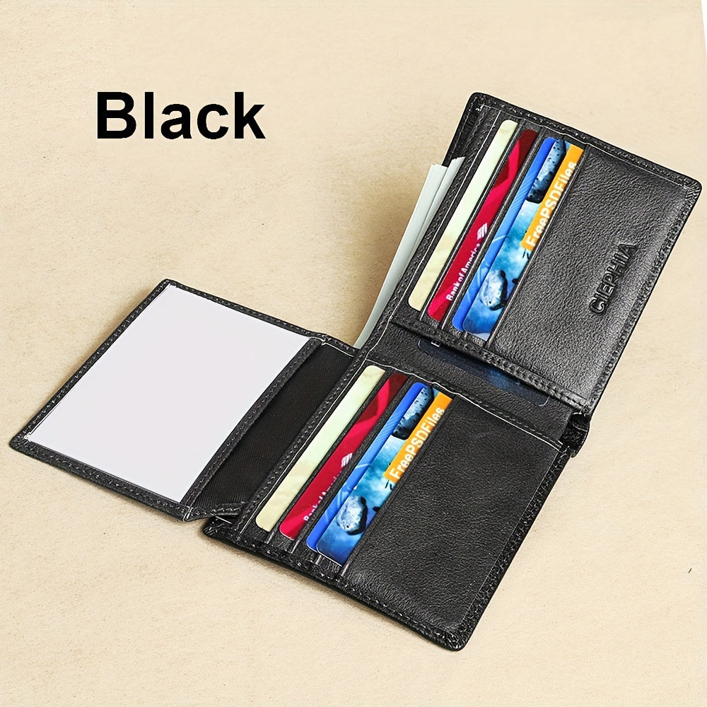 Men's Genuine Leather Anti Theft Brush Wallet