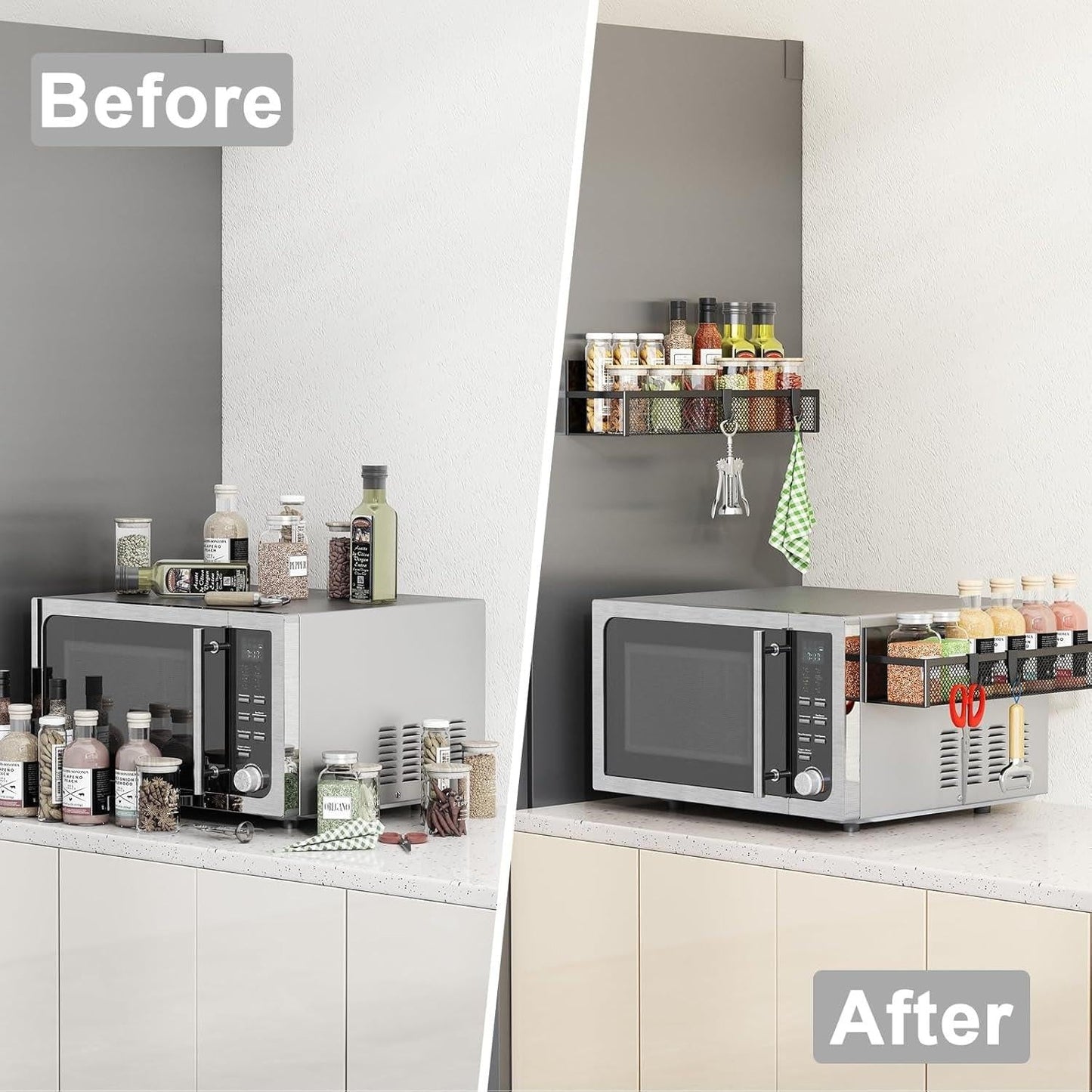 Magnetic Spice Rack for Refrigerator – 2‑Pack Heavy‑Duty Organizer with Removable Hooks
