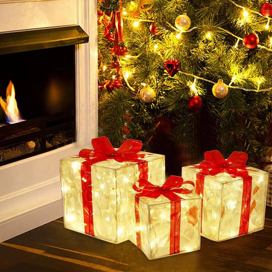 Illuminated Christmas Gift Box – 100 LED Snowflake Décor Accent
