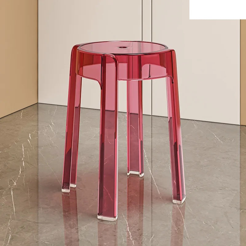 Luxury Plastic Transparent Stool, Household Thickened Folding Round Stool, Simple Living Room Bench, Dining Chair, Acrylic Chair