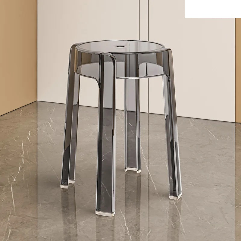 Luxury Plastic Transparent Stool, Household Thickened Folding Round Stool, Simple Living Room Bench, Dining Chair, Acrylic Chair