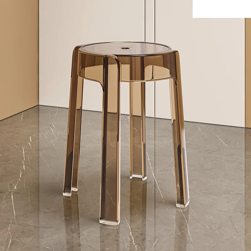 Luxury Plastic Transparent Stool, Household Thickened Folding Round Stool, Simple Living Room Bench, Dining Chair, Acrylic Chair