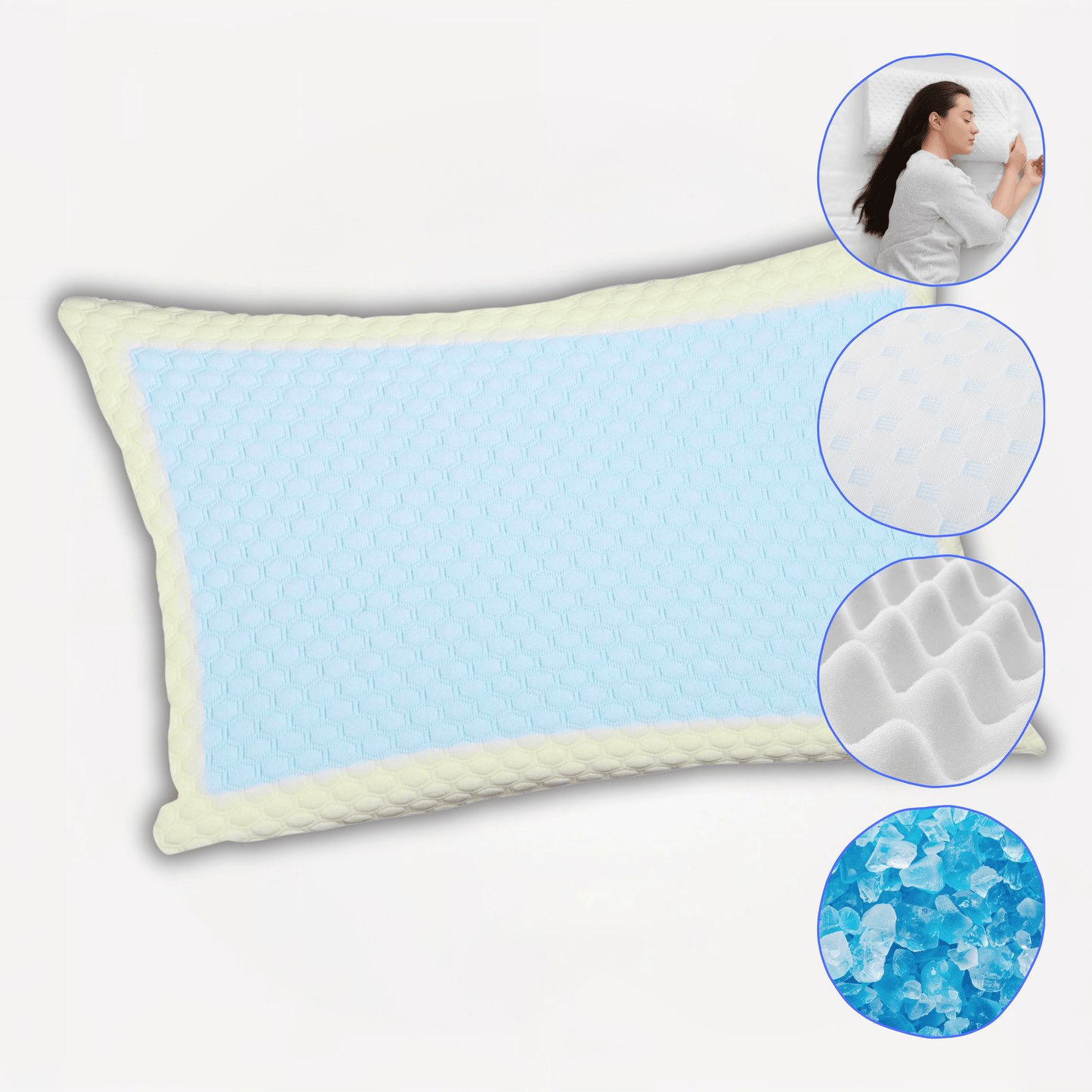 Cooling Gel Memory Foam Pillow Breathable Luxury Premium Fibre Filling for Superior Comfort and Support by OLIVIA ROCCO