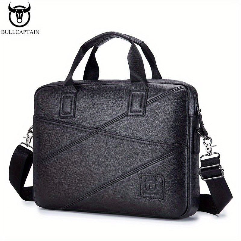 BULLCAPTAIN Men's Leather Briefcase Multifunctional Handbag