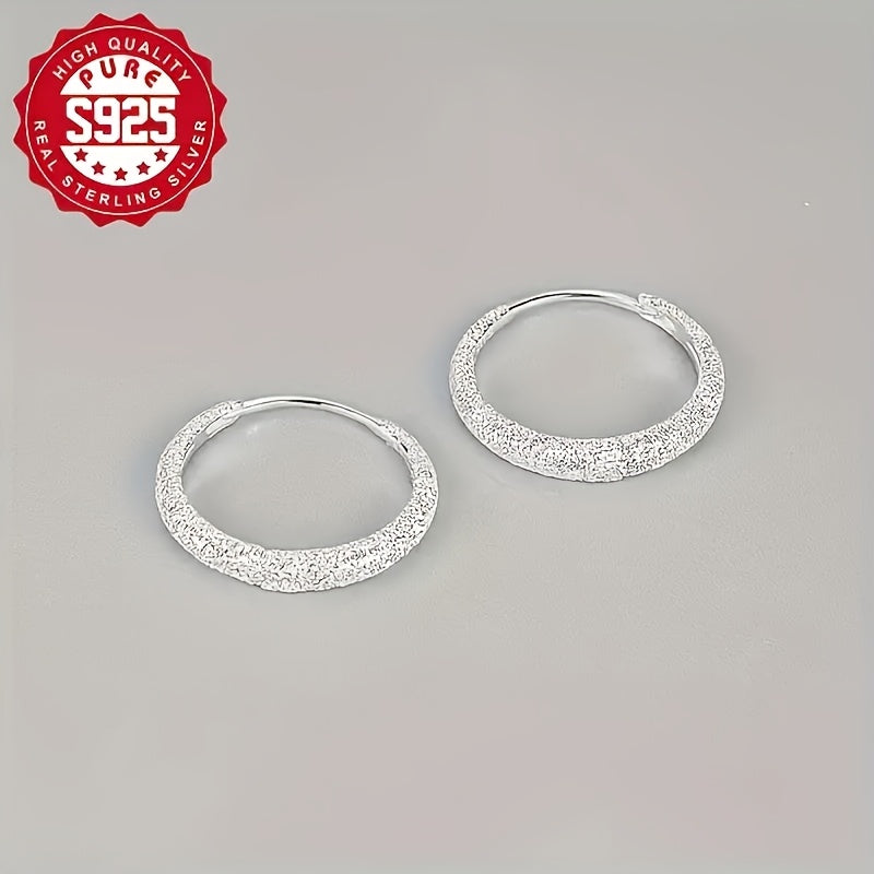 Pure Silvery Exquisite Round Ring Earrings