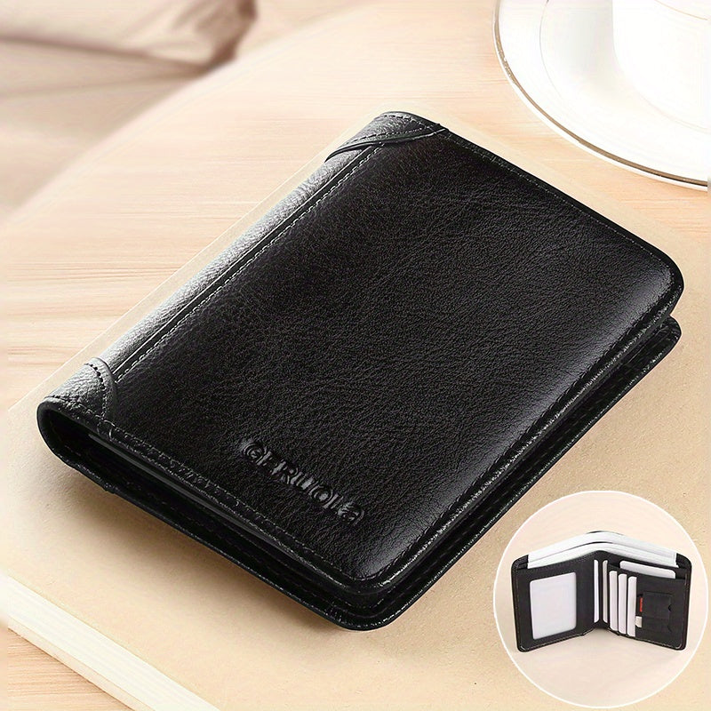 Men's Trendy Tri-Fold Genuine Leather Thin Card Holder