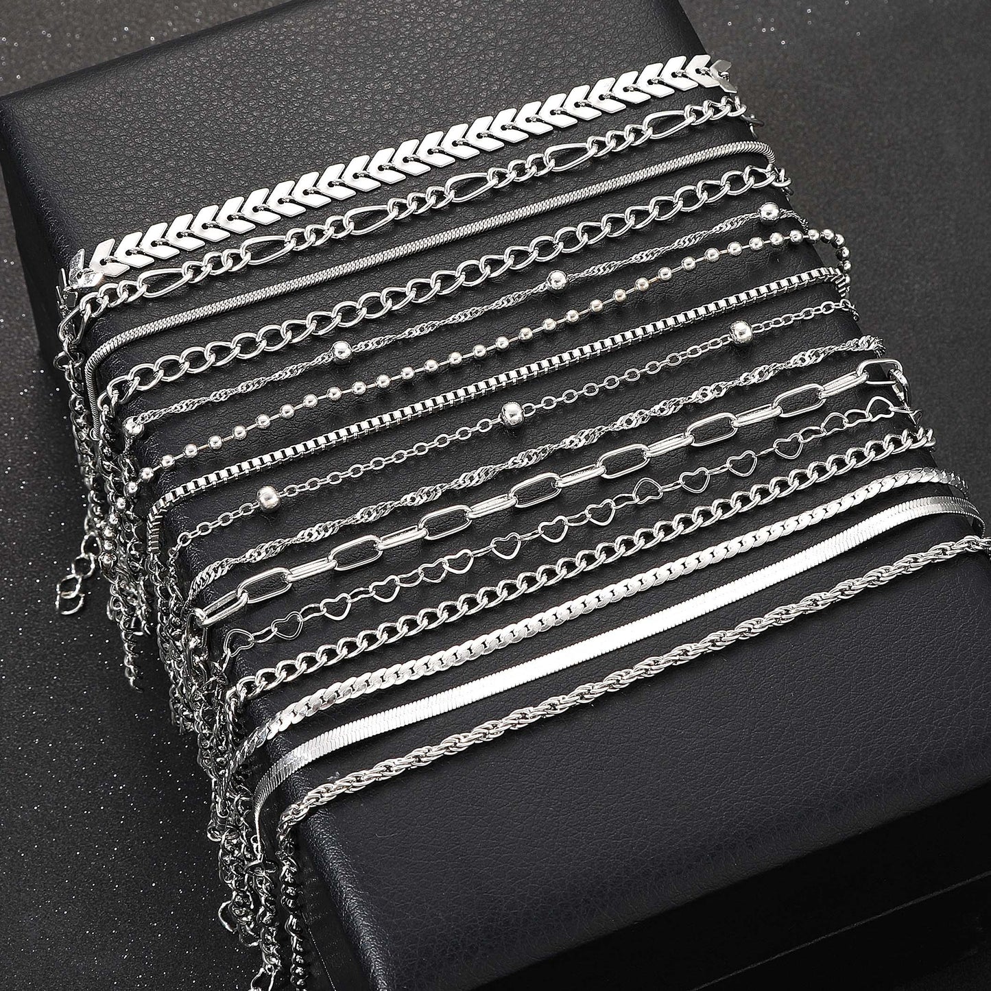 15-Piece Stackable Silver Bracelets Set – Elegant & Trendy Jewelry for Women, Perfect for Daily Wear, Commuting, and All-Season Outfits