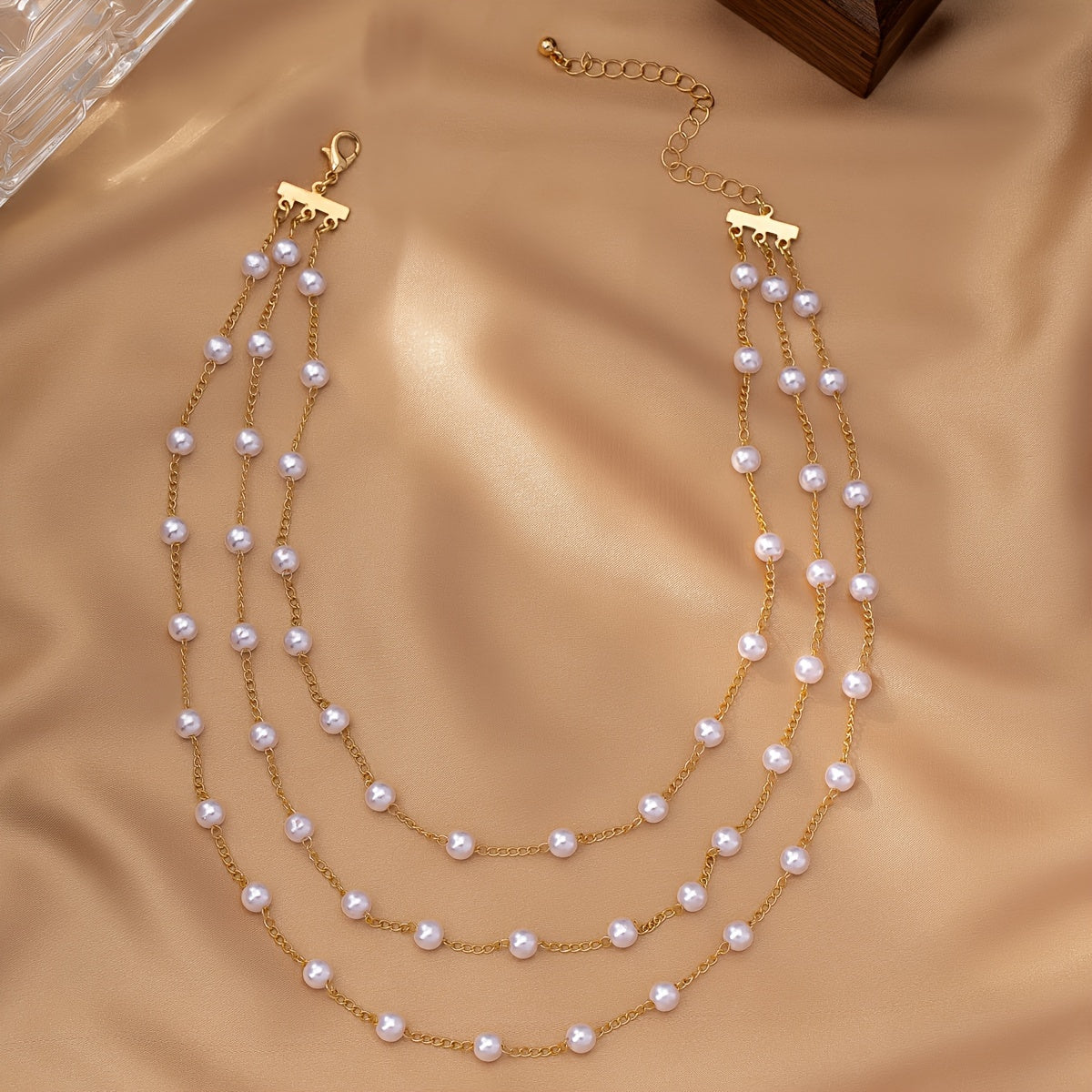 Elegant Multi Layered Faux Pearl Necklace