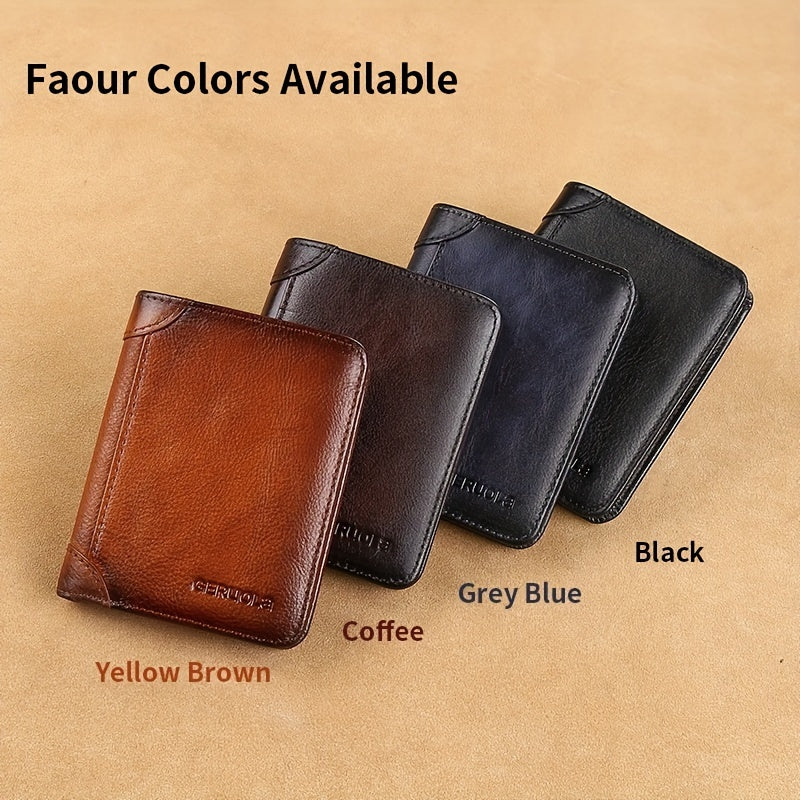 Men's Trendy Tri-Fold Genuine Leather Thin Card Holder