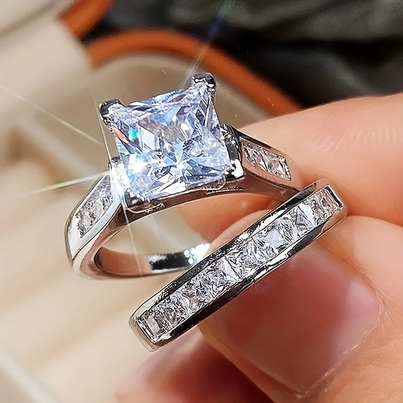 Elegant Square Zirconia Rings