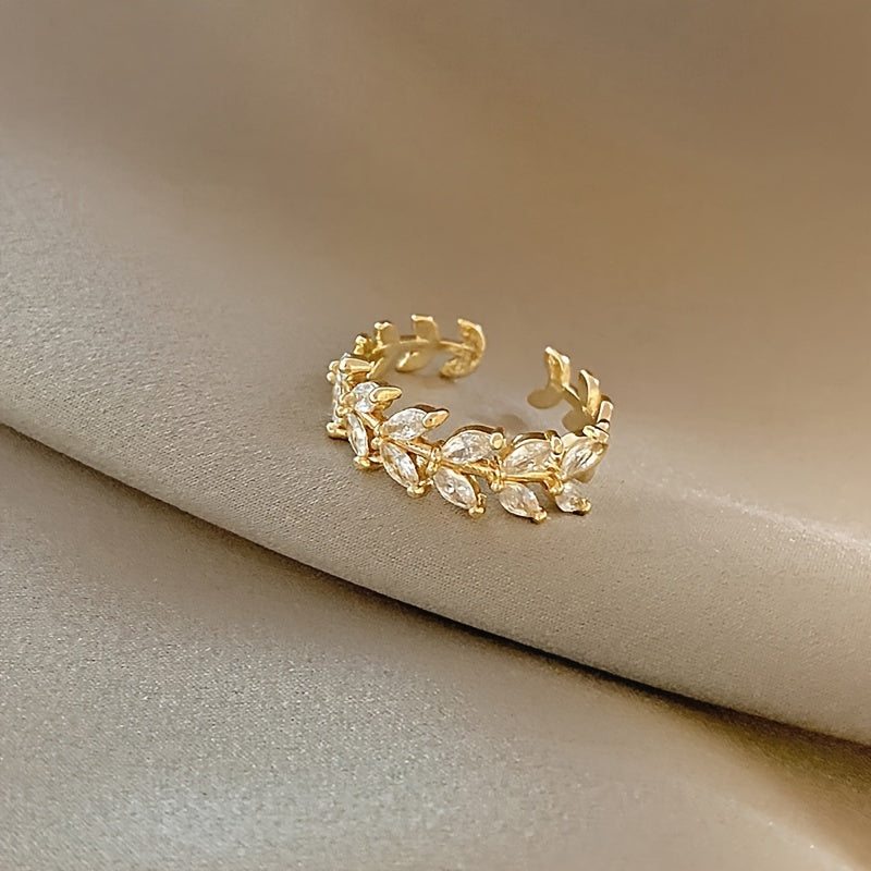 Chic Adjustable gold Leaf Ring