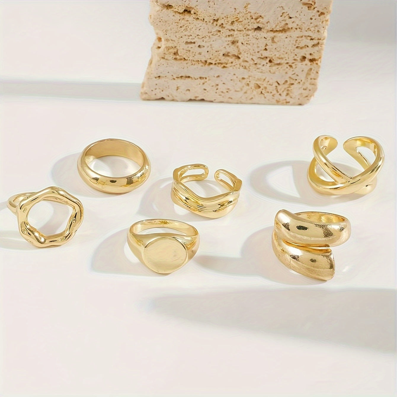 Vintage-Inspired Geometric Ring Set