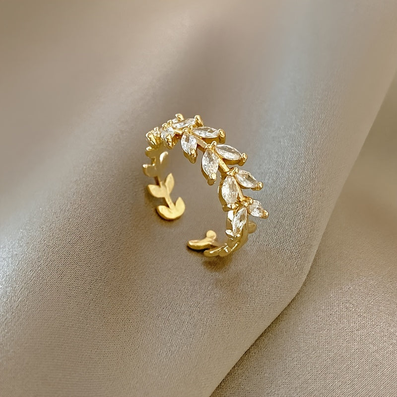 Chic Adjustable gold Leaf Ring