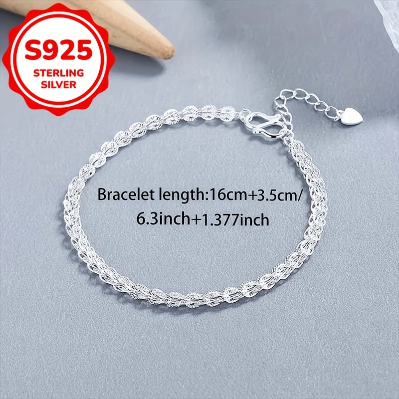 925 Sterling Silver Phoenix Tail Bracelet Female Simple Minimalist Bracelet Jewelry Silvery Color Approx. 3g per piece