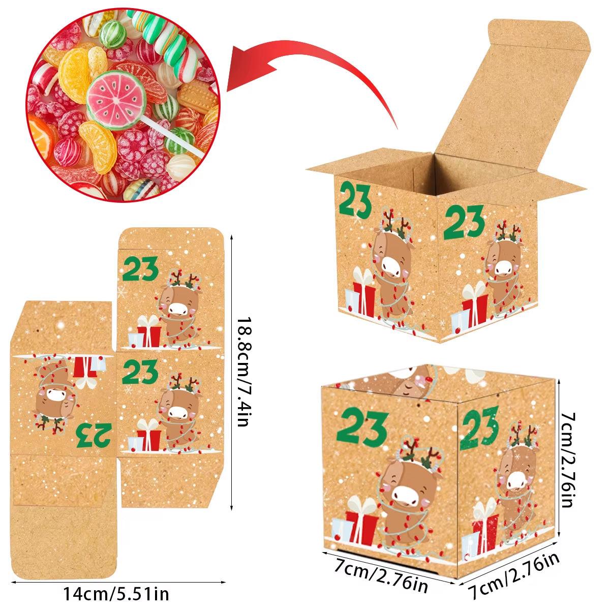 24‑Day Kraft Advent Calendar Boxes – DIY Countdown Gift Set