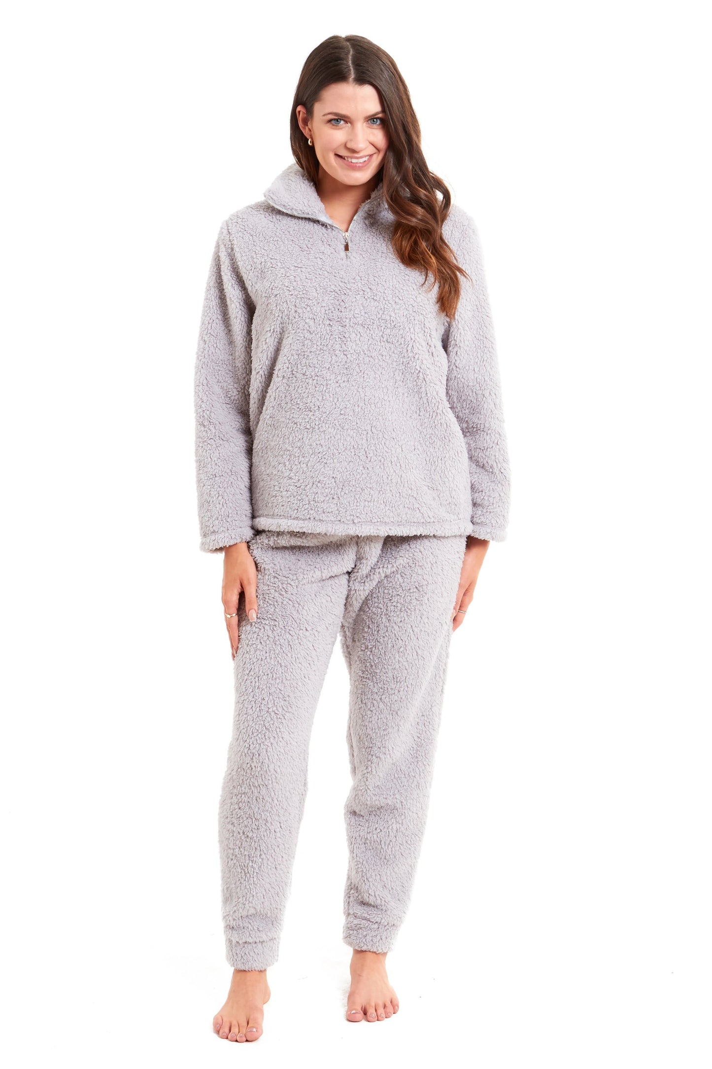 OLIVIA ROCCO Women's Teddy Fleece Lounge Set Zip Up Pyjama with Elasticated Waistband