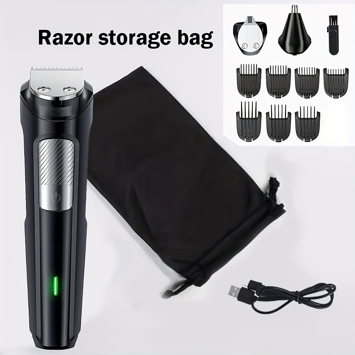 Men's Grooming Kit with Cordless Rechargeable Beard Trimmer