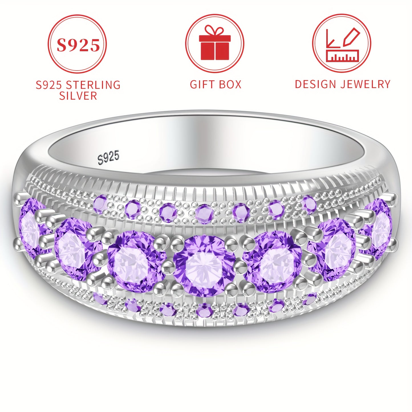 Silvery Diamond Ring Low Allergy