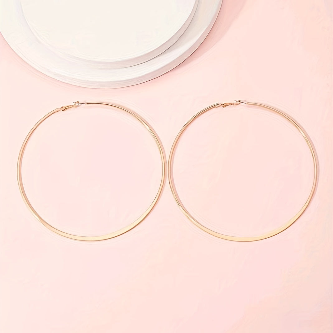 Pair of Fashionable Oversized Round Earrings