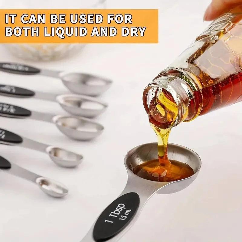 Innovative Stainless Steel Magnetic Measuring Spoons Set – Precision for Every Recipe