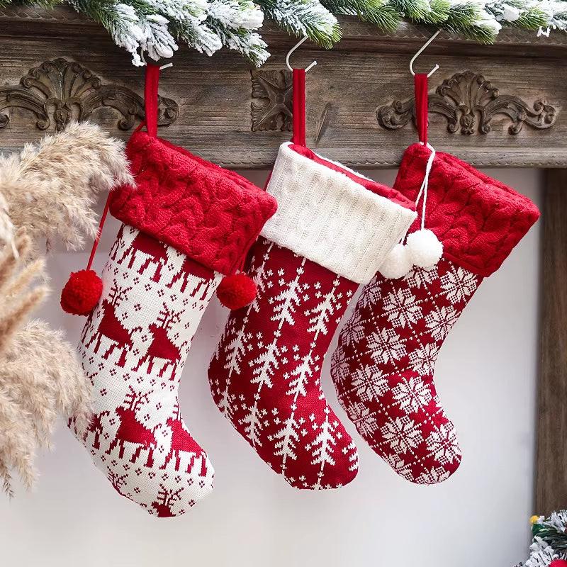 Handcrafted Knitted Christmas Stockings – Classic Holiday Décor for Gifts & Traditions
