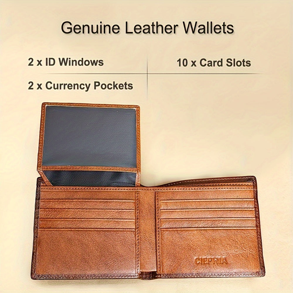 Men's Genuine Leather Anti Theft Brush Wallet