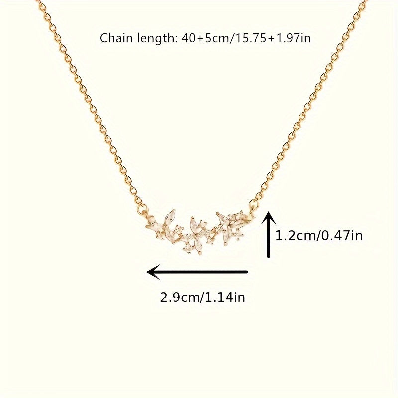 Chain Flower Petals Pendant gold Necklace