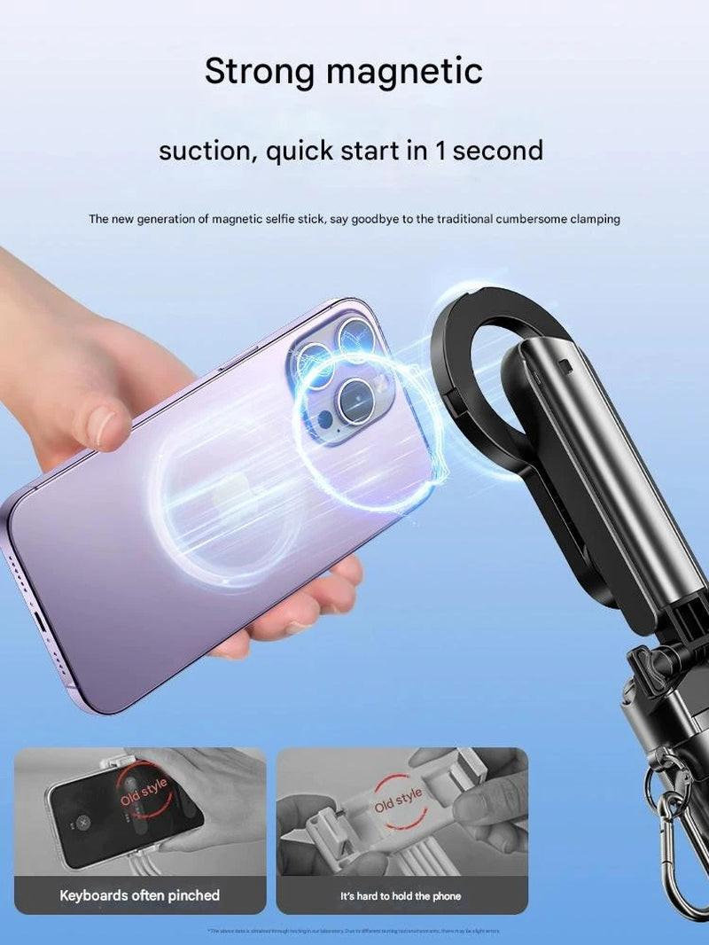 Premium 4‑in‑1 Selfie Stick with Wireless Remote, Magnetic Clip & 360° Rotation
