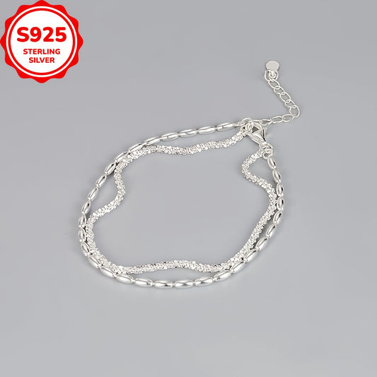 925 Silver Bracelet Starry Rice Grain Double Layer Bracelet Sparkling Light Luxury Sense Fashion Women's Jewelry, The Perfect Gift For Her, Christmas Gift Birthday Gift