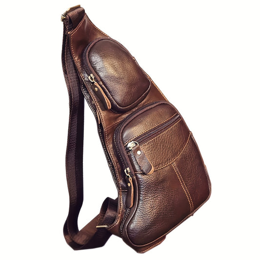 Vintage British Gentleman Style Men's Genuine Leather Saddle Bag