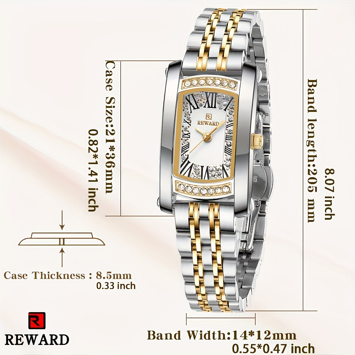 Retro Rectangle Golden Women Watches