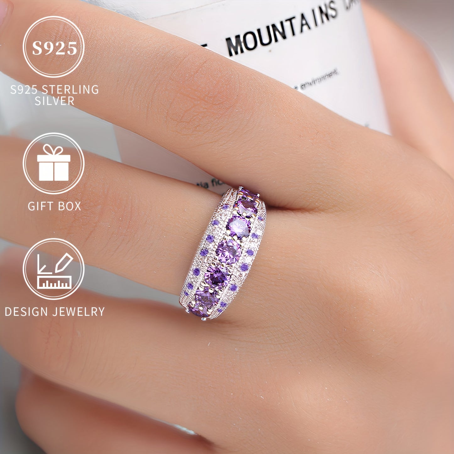 Silvery Diamond Ring Low Allergy