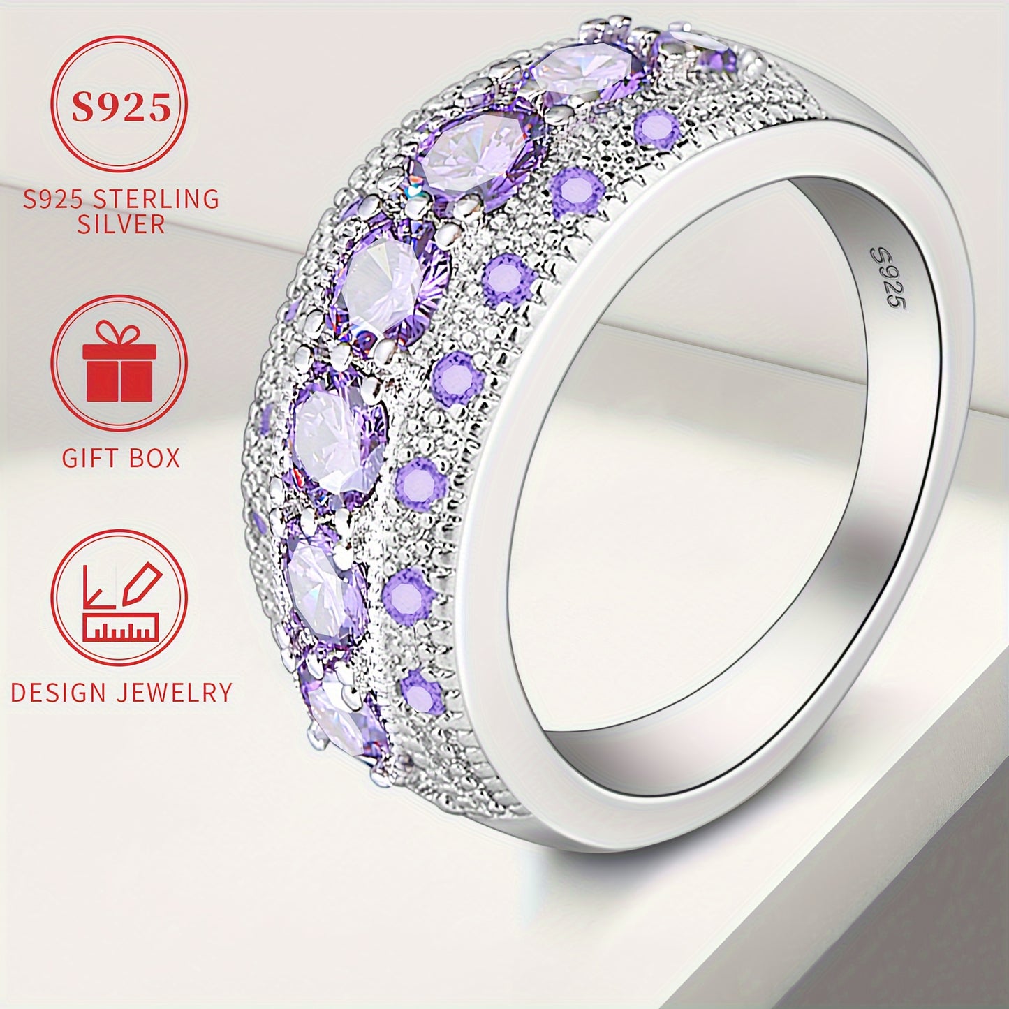 Silvery Diamond Ring Low Allergy