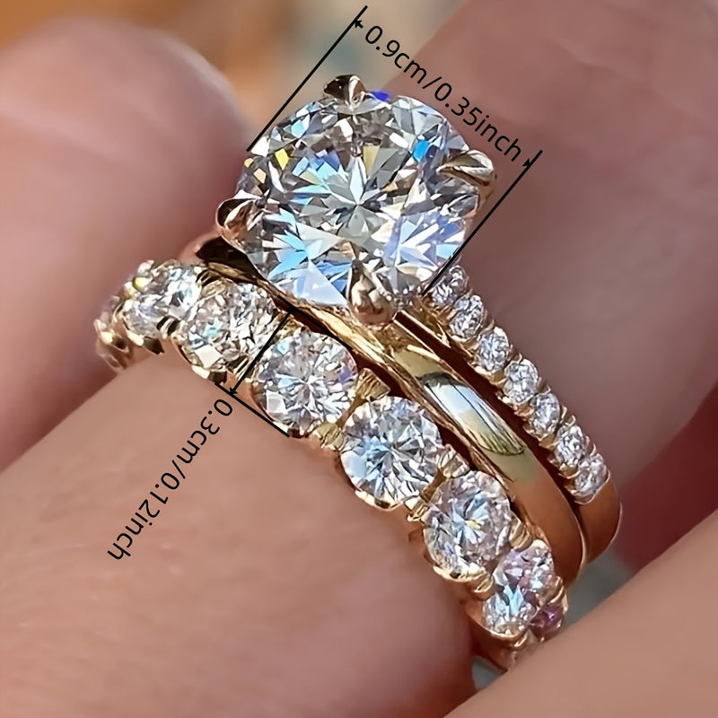 Luxury Elegant 3-Piece Zirconia Bridal Ring Set