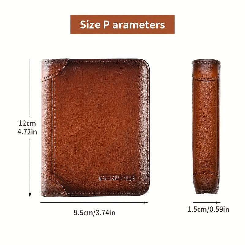 Men's Trendy Tri-Fold Genuine Leather Thin Card Holder