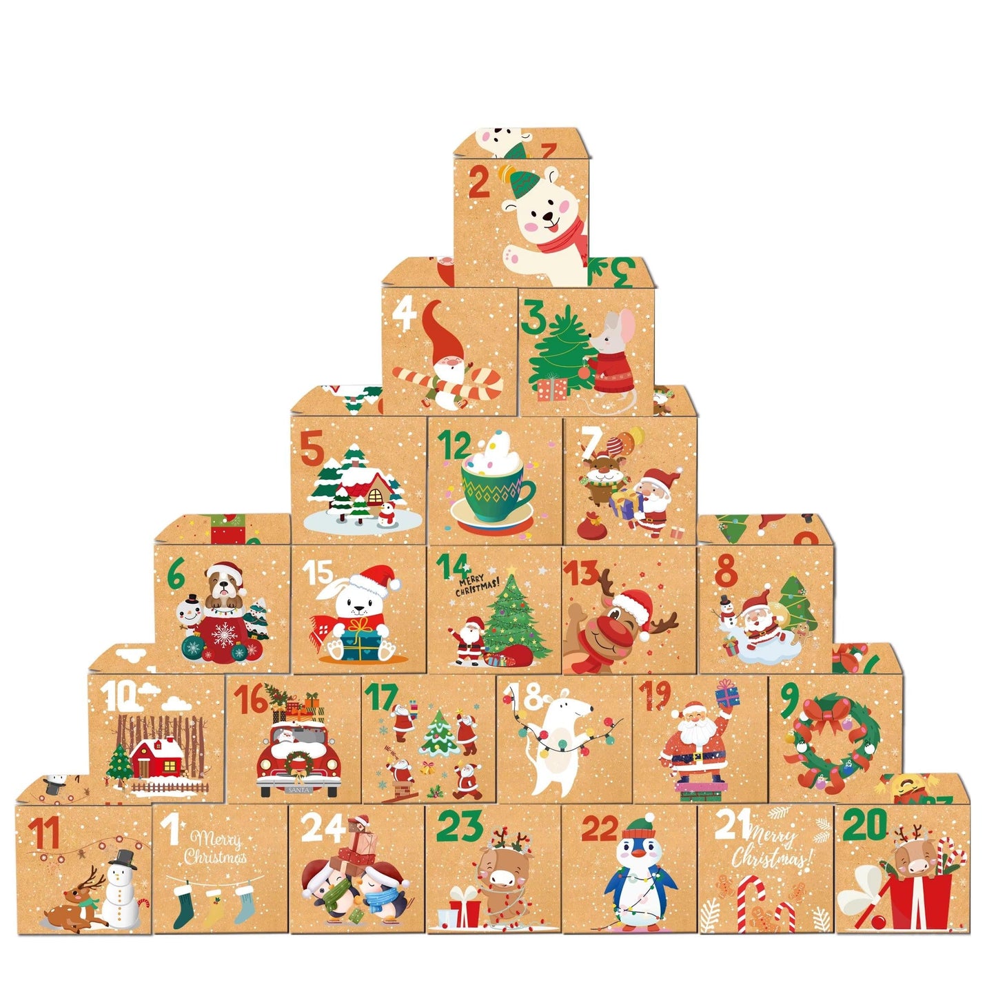 24‑Day Kraft Advent Calendar Boxes – DIY Countdown Gift Set