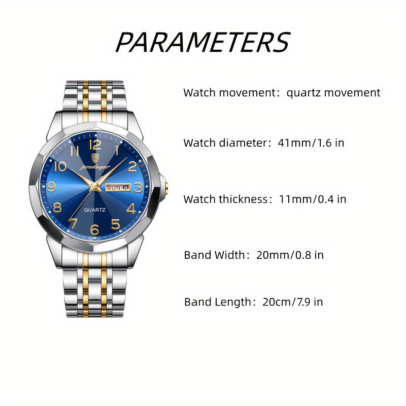 Luxury Dual Calendar Quartz Men's Fashion Watch