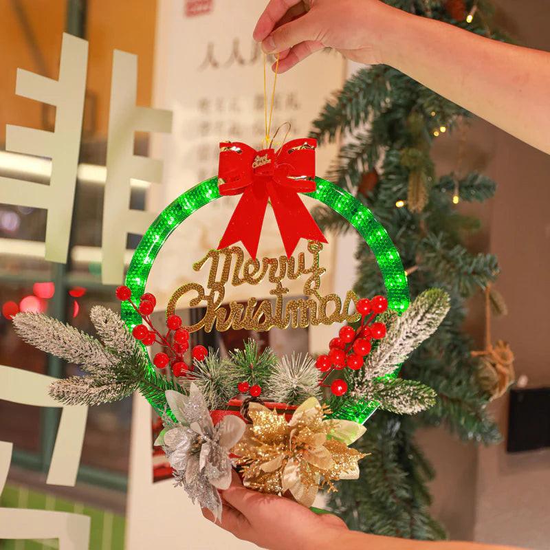 30CM Luminous Christmas Garland – Sculptural Flower Accent with 60 LEDs